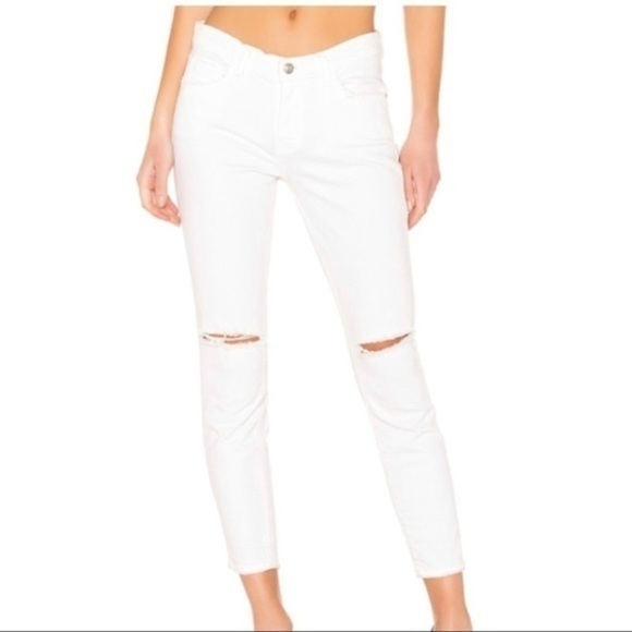 Current Elliott The Stiletto Distressed White Skinny Jeans - Picture 1 of 7